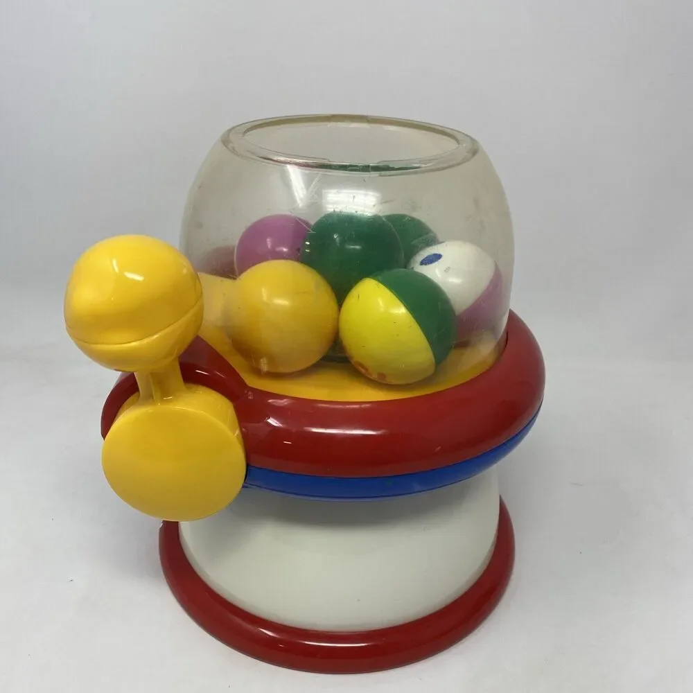 VTG 1995 Tomy Pull N Pop Gumball Machine Ball Dispenser 7 Balls Included Works